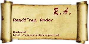 Regényi Andor névjegykártya